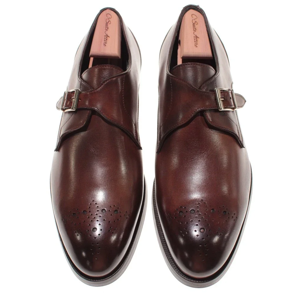 Pastori NWB Single Monk Strap Dress Shoes Size 11.5 US in Brown Leather